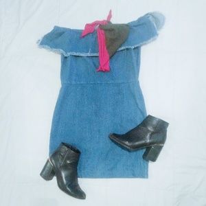 Off-The-Shoulder Denim Dress